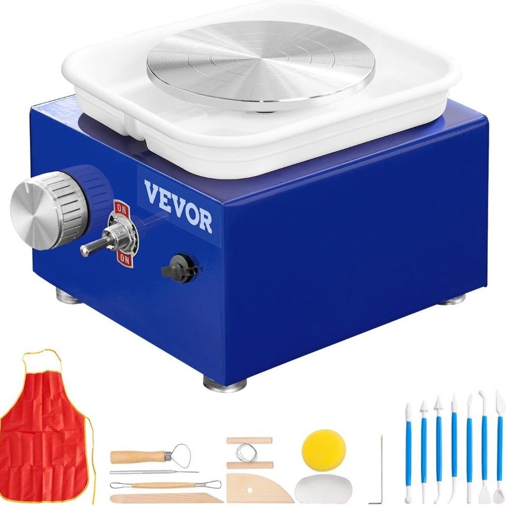 Mini Pottery Wheel Kit with Tools for Beginners Easy Clean Removable Basin